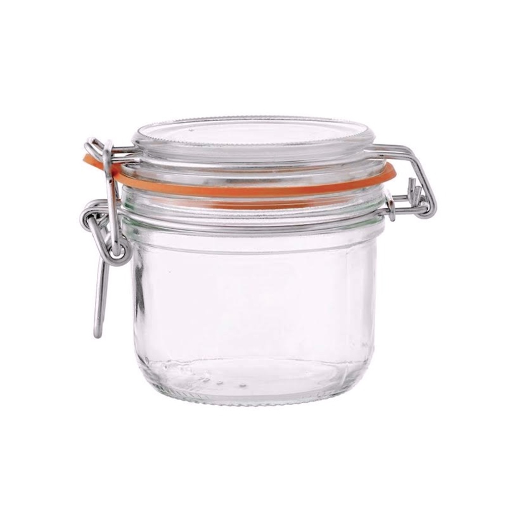 LE PARFAIT France Vintage Glass Terrine Canning Jar Wire Rubber Gasket Seal 350g